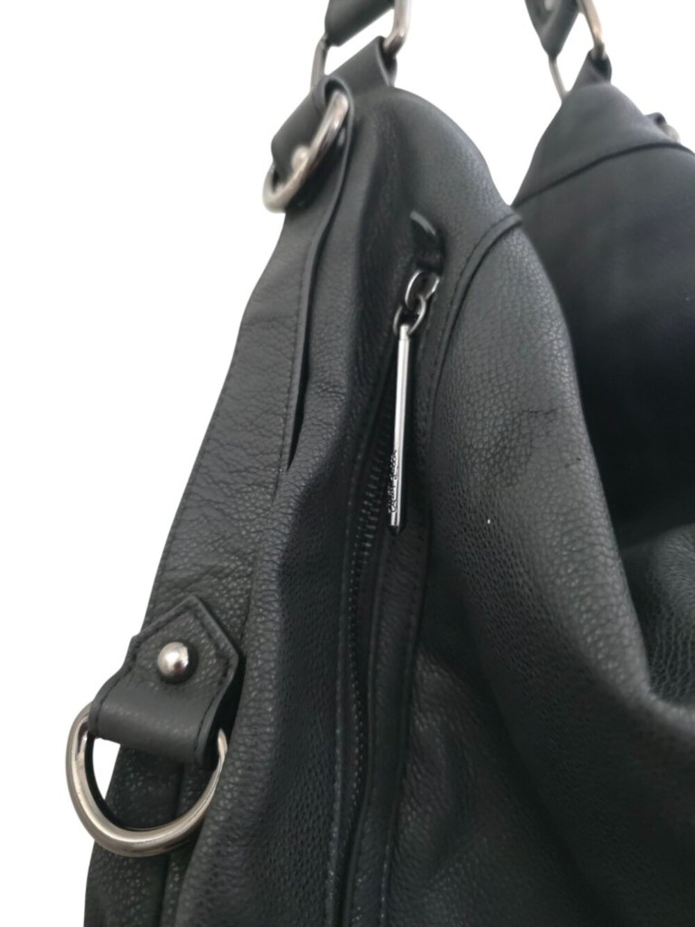 Elliott Lucca Black Pebbled Soft Leather Shoulder Bag Hobo Slouch Purse - Picture 4 of 11